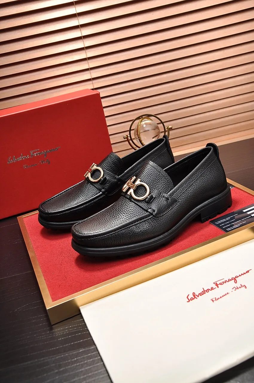 Men's shoes 💰500💶[Ferragamo/Ferragamo] The latest model in the counter. Original imported open-sided high-quality cowhide hand-woven + imported 🐂 cowhide + original luxury metal buckle + original combination outsole. Comparison without pressure 38--44🎉